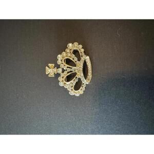 Vintage Crown Brooch with Rhinestones